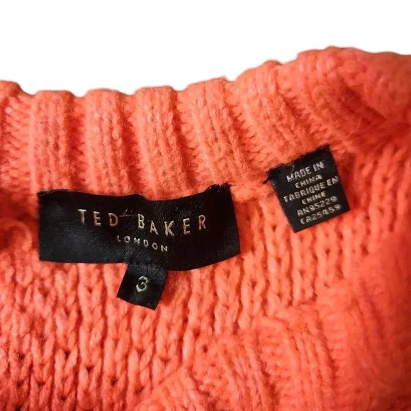 Ted Baker London | Neon Coral Knit Sweater Sz 3 - Picture 3 of 4